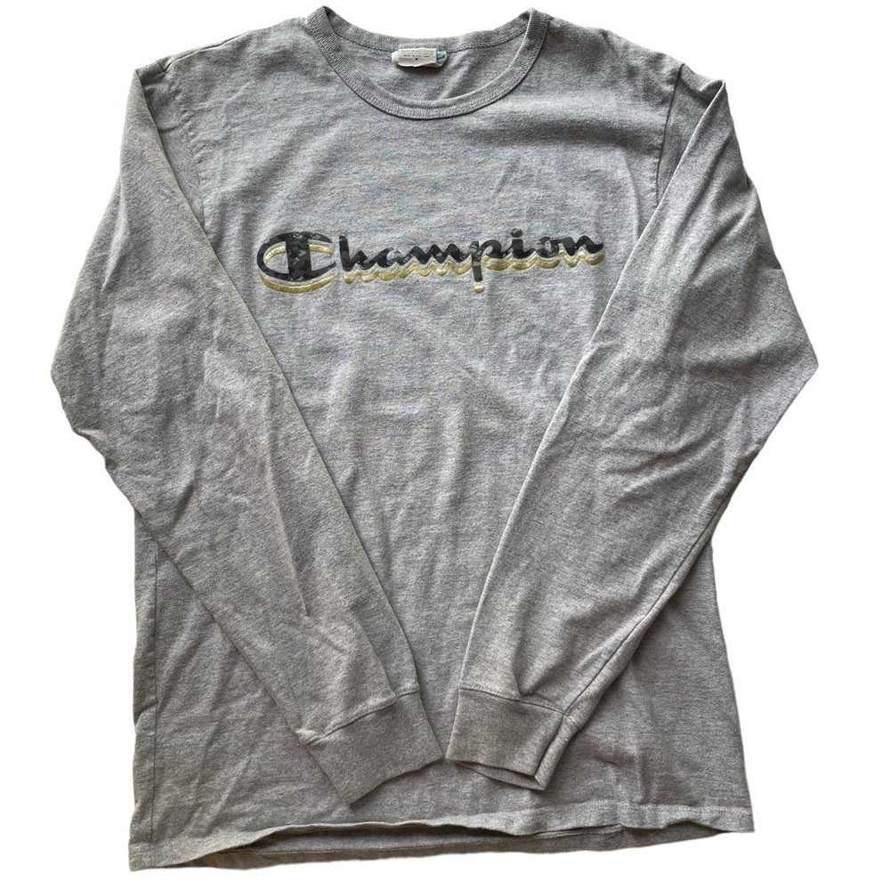 CHAMPION Vintage Streetwear Long Sleeve Tee Shirt Gray Size Medium Camouflage